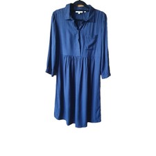 Fat Face Navy Blue 3/4 Sleeve Shirt Dress Size 8 Excellent Condition