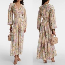Zimmermann gathered floral-print silk-crepe maxi dress size 0/us size 4 $1350