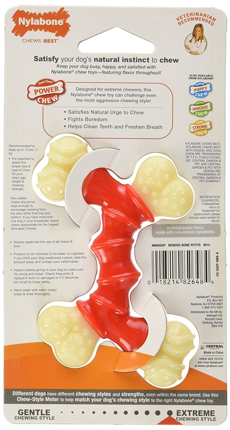 Nylabone DuraChew Double Bone Bacon Flavor Petite  Chew Toy for 15 lb Dogs