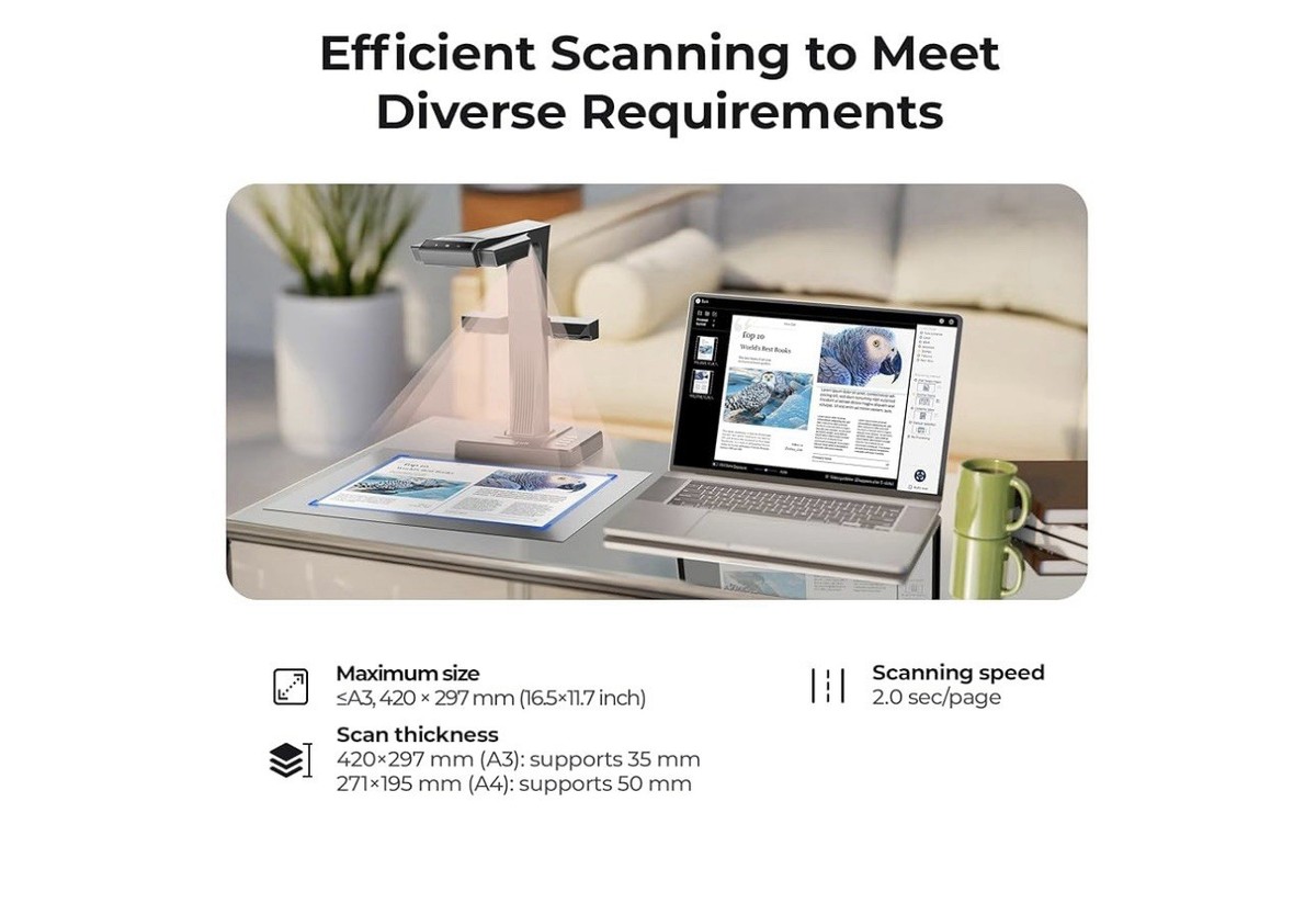 CZUR ET18 Pro Smart Book Document Scanner LCD Screen, Fast OCR
