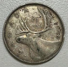 1948 Canada King George VI "MOOSE / Caribou" SILVER Quarter Coin 80% AG: 20% CU