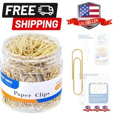 Medium Paper Clips, 200-Count, Paperclips, Gold Paper Clips, 1.3 Inch 32mm Pa...