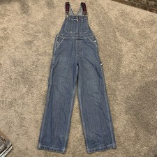 Vtg Tommy Hilfiger Overalls Mens Small Blue Denim Bib Flag Carpenter Straps Y2K