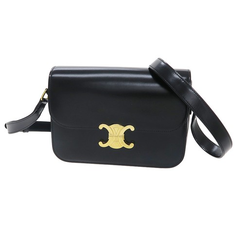 Celine Classic Triomphe Bag/Shiny Calfskin 187363BF4.38NO Black #SAB14832