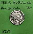 1921-S Buffalo 🦬 Indian Head Nickel 5c Vg Very Good Reverse Scratch