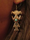 HANDMADE NATIVE AMERICAN STERLING SILVER & TURQUOISE DANGLE EARRINGS — photo 5
