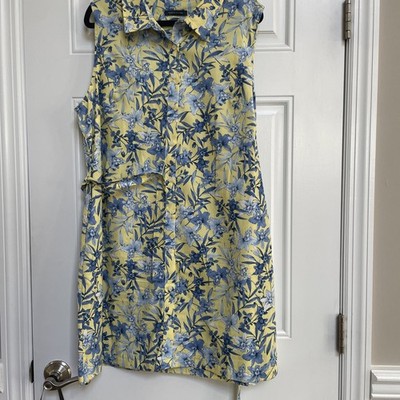 Tommy Hilfiger Women's Summer Dress, Size 14, Yellow and Blue Floral, Tie  Belt | eBay