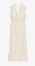 ZARA NEW WOMAN MIDI ZW COLLECTION LACE STRAP DRESS ECRU Size L 6895/249/712