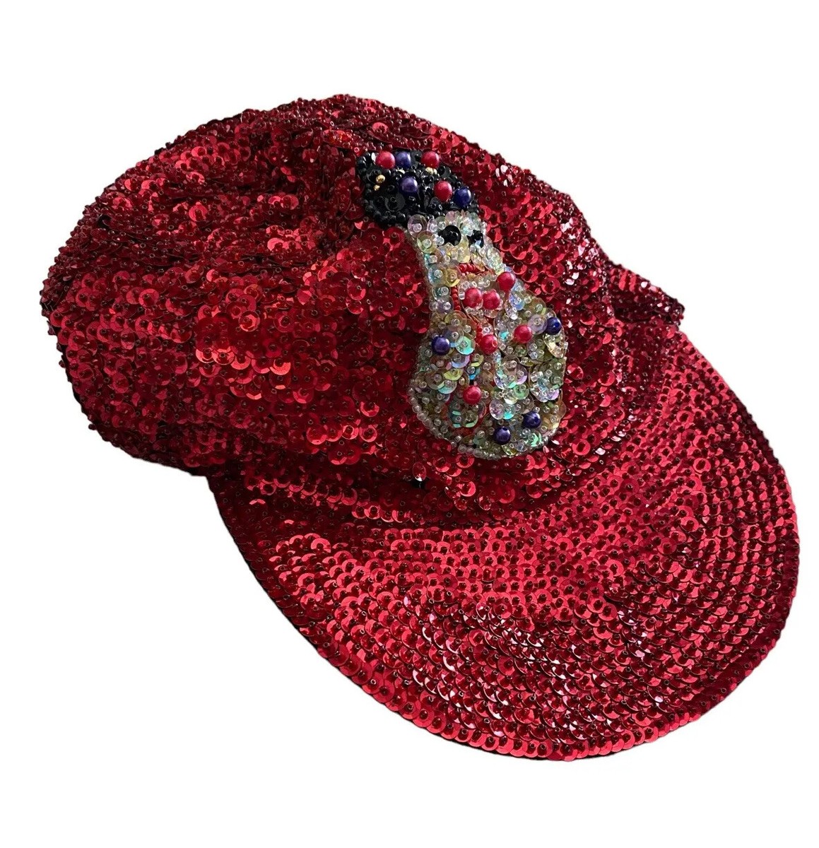 Vintage Sequin Christmas Baseball Hat Cap Festival Disco  display picture 1