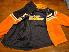 Harley Davidson Reversible Orange & Black Hooded Jacket, Size Y12/14