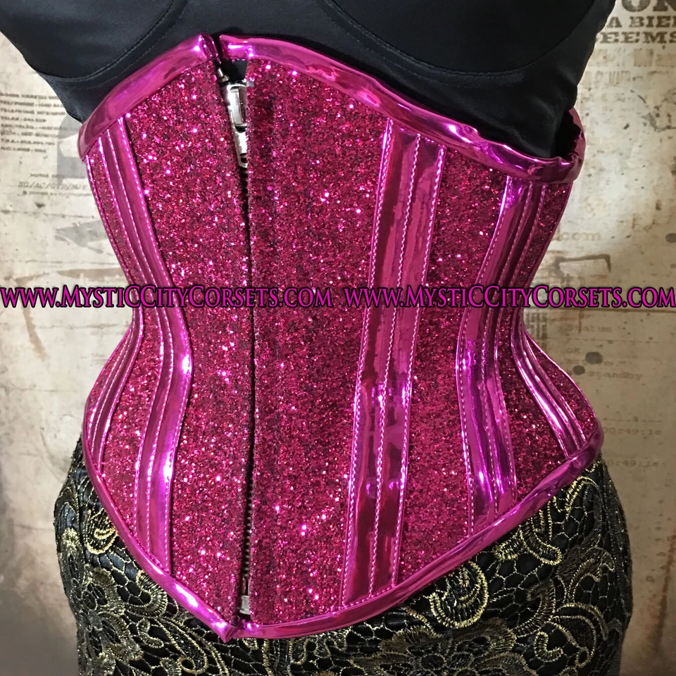 Nuevo corsé debajo del busto de PVC fucsia MCC25 MystiC City Corsés Foto 4 de 4