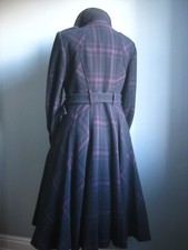 Jasper Conran Princess Coat Fit Flare Long Trench Retro 50s Belt Check 10 8 Pink
