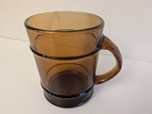 Vtg Anchor Hocking Fire King Amber Glass Barrel Mug USA