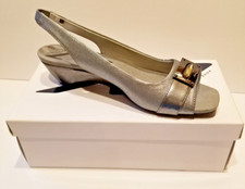 Anne Klein Sport Women's Shoes Akhalina Size 9M Pewter Wedge Slingback New Box