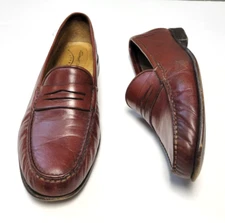 SANTONI Casual Leather Loafer Slip-On Shoes Men US 11.5 M Dark Brown ITALY MADE