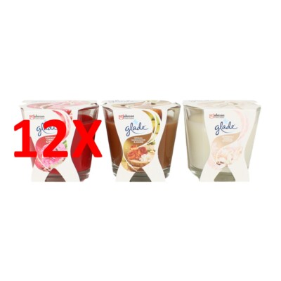 12 X Glade Mini Perfumed Candle 70 Gramm In Assorted Glass Case