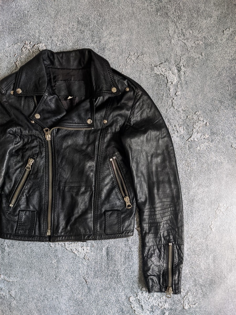 Vera Pelle leather biker jacket black grunge rock vintage gothic