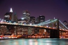 Wandbild: New York City Brooklyn Bridge und Manhattan Skyline mit [...]