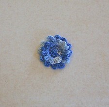 Crochet Shades of Blue 2-Layer Mum Flower Applique X-Small Sewing