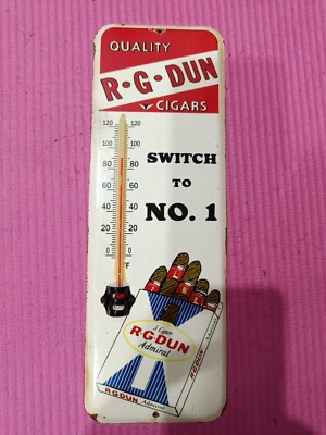 Vintage R-G-DUN Cigars Admiral Thermometer Tin merchandise No Porcelain Souvenir
