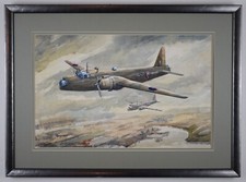 Vickers Wellington. Watercolour by listed aviation artist Stanley T Gleed, c1960