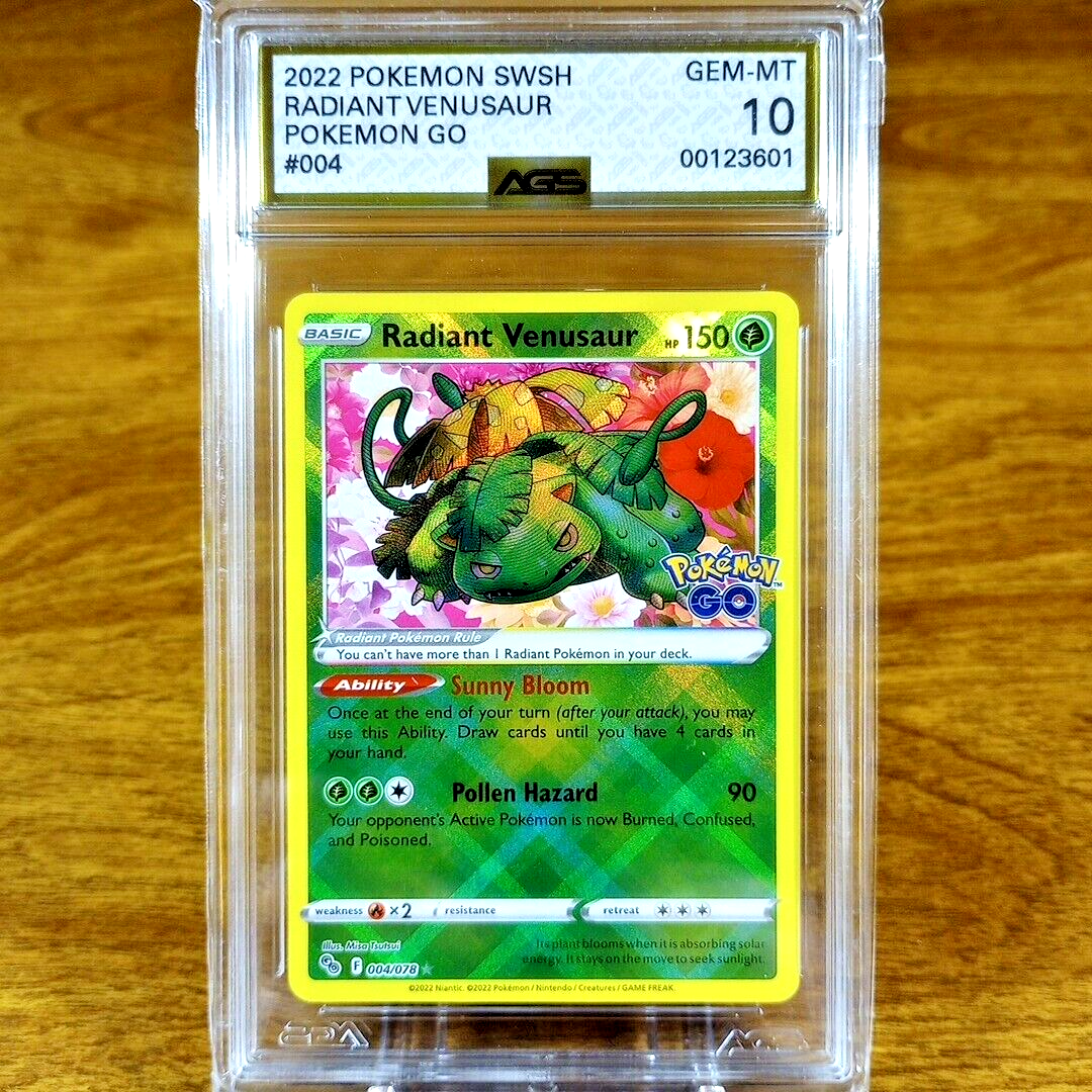 Pokemon Go SWSH Radiant Venusaur 004/078 AGS Gem-MT 10 Full