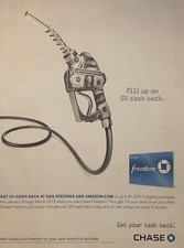 2012 Chase Bank Freedom Credit Card PRINT AD Get 5% Cash Back Gas & Amazon
