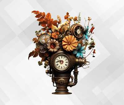 Steampunk Blumenuhr Vinyl Aufkleber Aufkleber kl325