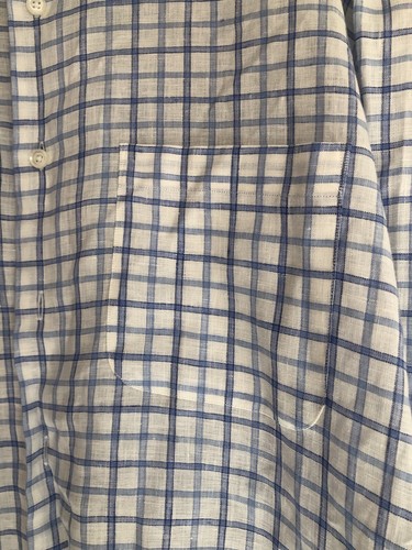 Joseph Turner Hemd Herren Größe Large weiß blau gestreift reines Leinen Knopfleiste T123