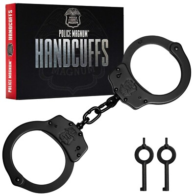 #ad Police Magnum Black Steel Heavy Duty Handcuffs Law enforcement security gear $20.99