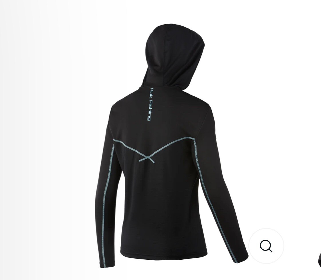 HUK FISHING XS Women's ICON X Solid HOODIE 1/4 Zip Pullover Top BLACK