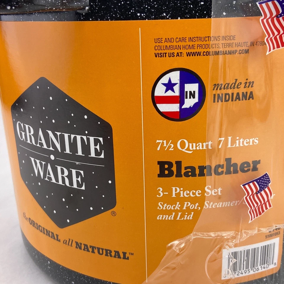 Granite Ware Blancher Stock Pot Strainer 7.5 Quart 3-piece Set Drainer Canning - Image 3 of 4