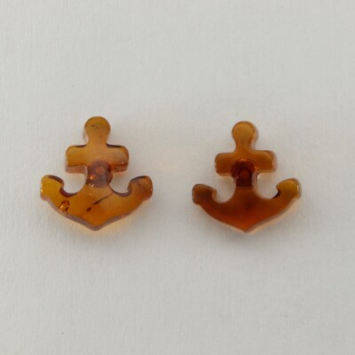 Brown / Cognac BALTIC AMBER Anchor Post Earrings - 925 STERLING SILVER #4025e
