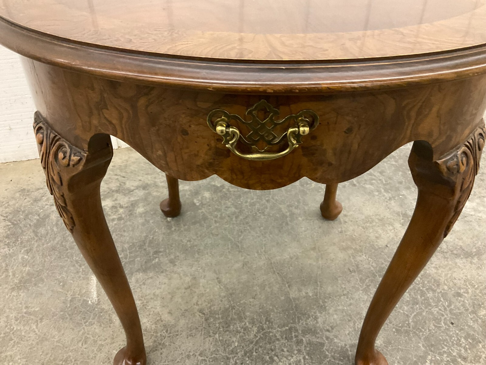 Baker Queen Anne Style Burl Side End Table eBay