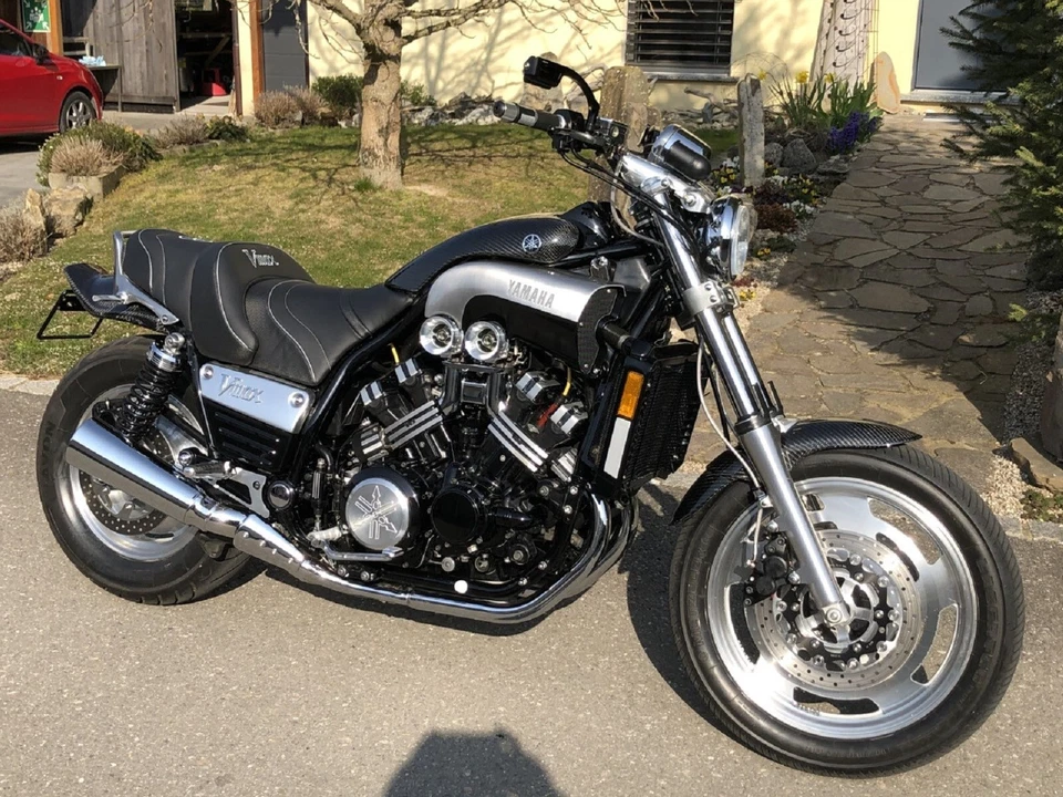 Yamaha V-Max VMax 1200 Seat Cover 1986-2005 2006 Logo Top Sellerie Black Silver - Image 2 of 2