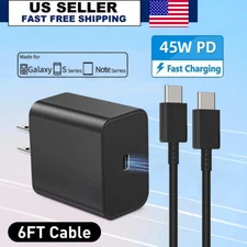 45W Type USB Super Fast Wall Charger W/6ft Cable for Samsung Galaxy S23 S22 S21+