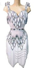 L2357 ballroom Specialty Adult Rhythm/ Latin dress UK 8 US 6 white