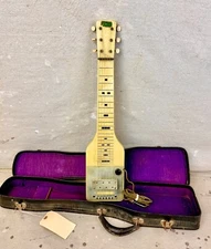Vintage 1940's Valco "Olympian" Lap Steel Slide Guitar White Pearloid w/Case