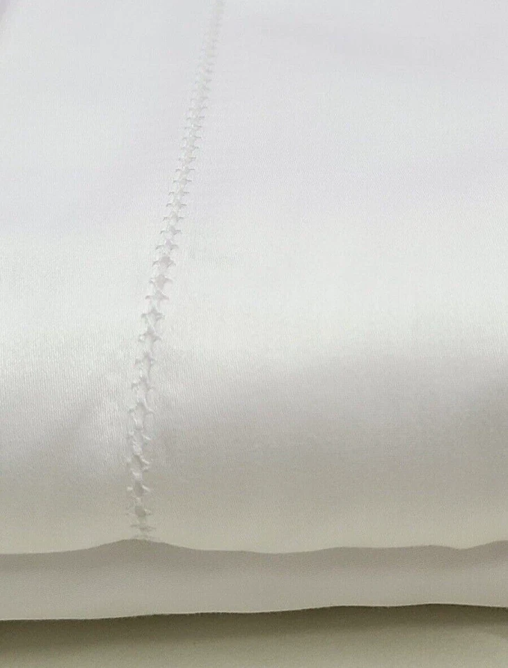 Juego de sábanas dobles blancas Sferra Matteo 3 piezas sólido 100 % algodón satén 300TC Italia NUEVO Foto 2 de 4