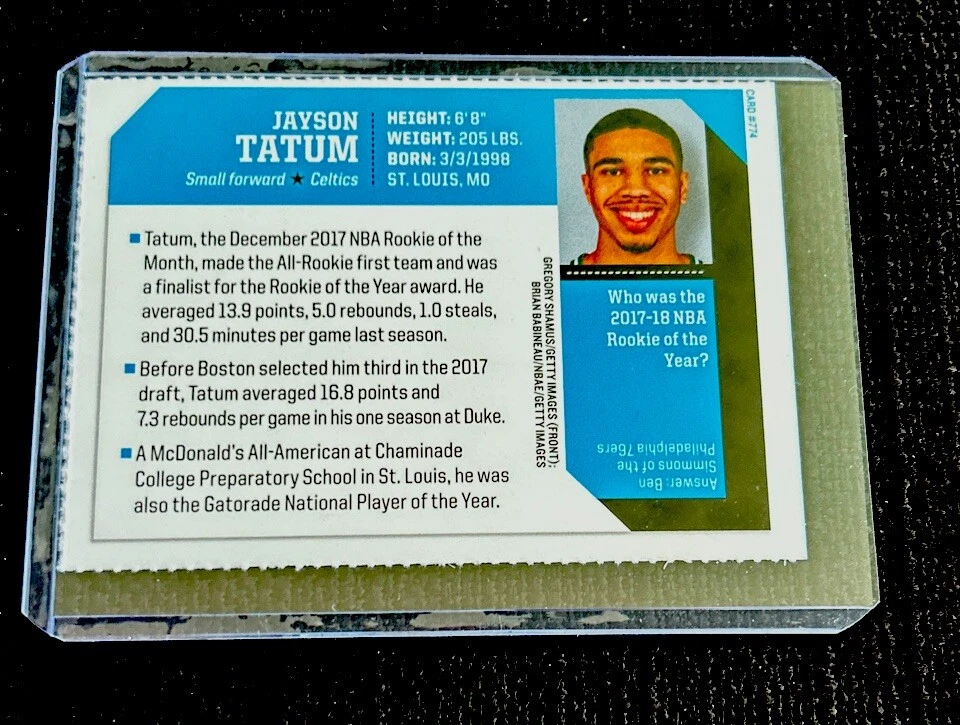 JAYSON TATUM ROOKIE Sports Illustrated SI for Kids Boston Celtics Card 2018 NM+ - Image 2 of 2