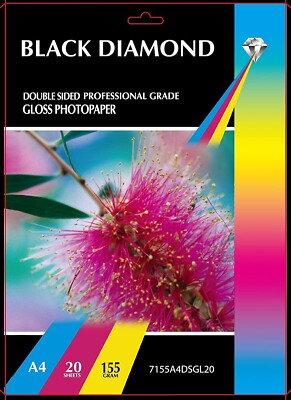 Schwarz Diamant Glanz A4 doppelseitig professionelles Fotopapier 155 g/m - 20 Blatt 