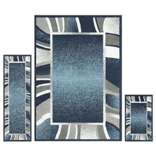 Home Dynamix Ariana Konya Contemporary Abstract Border Area Rug Blue/Grey