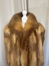 Real Fur Red Fox Vintage Luxury Fur Oversized High Batwing Sleeve Coat Fr309