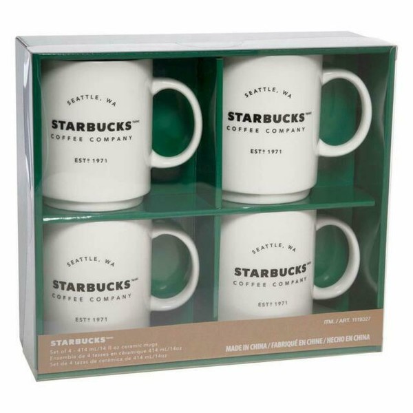 Starbucks Coffee Company Ceramic Mugs Set of 4 X 404ml 14oz Stacking