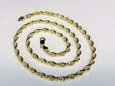 10k Solid Yellow Gold Diamond Cut Rope Chain Necklace 28" 6 mm 60 grams