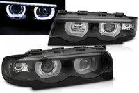 Scheinwerfer Paar Bmw 7Er E38 94-01 Angel Eyes Led Schwarz