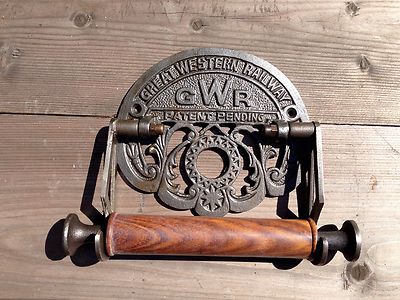 GWR Railway Cast Iron Toilet Roll Holder - Old Heavy Vintage Style