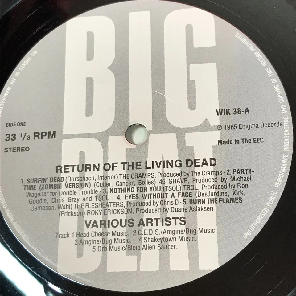 ORIGINAL SOUNDTRACK The Return Of The Living Dead 1985 UK vinyl LP Cramps Damned - Image 3 of 4