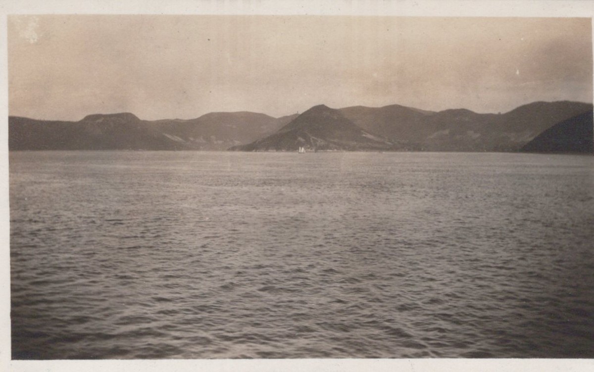 Antique Japan 1929 Kenjan Maru view Seto Inland Sea Kobe Rare