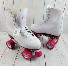 Chicago Classic 400 Quad Rink Roller Skates Womens Sz 7 White Pink